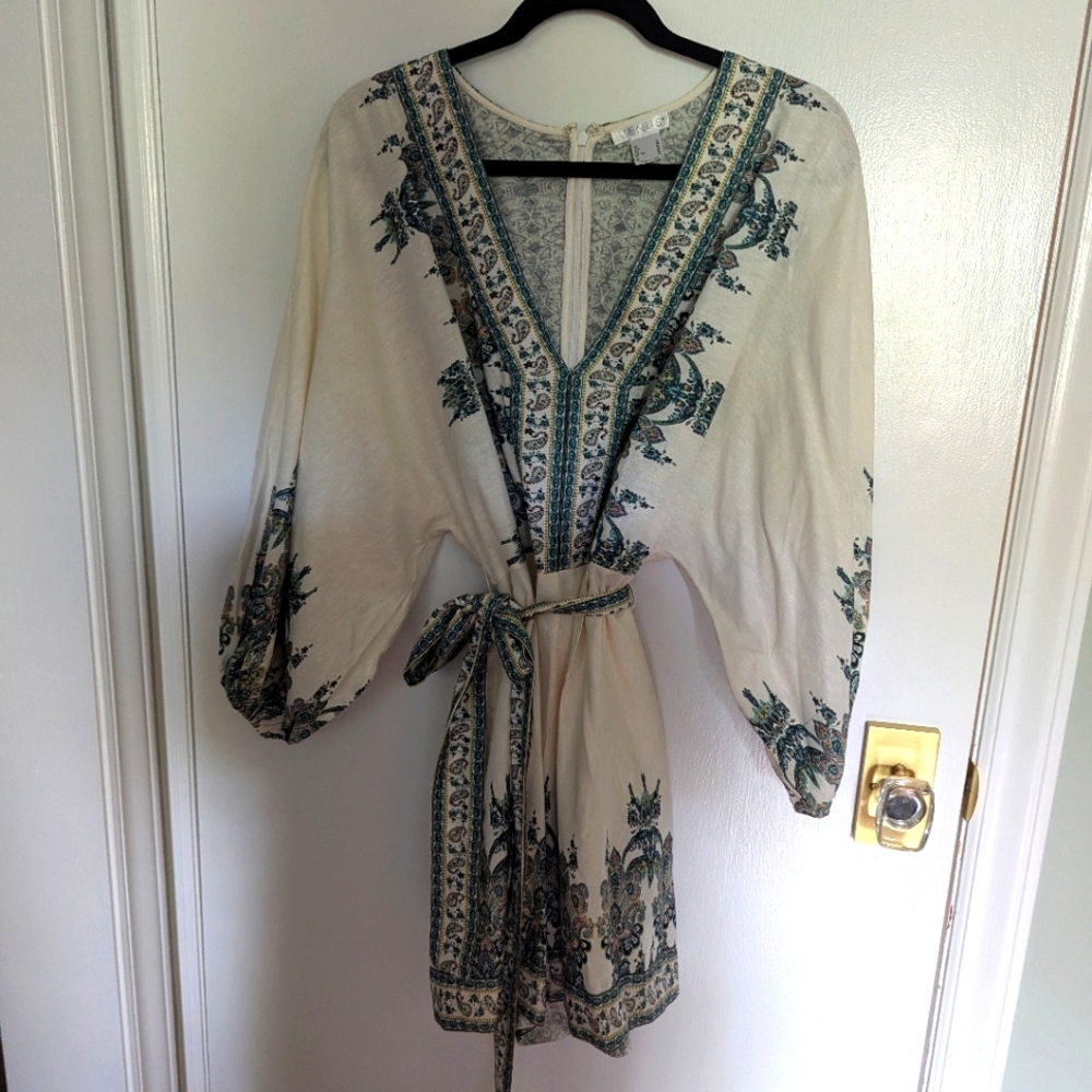 Venus Bohemian Cream and Green Romper